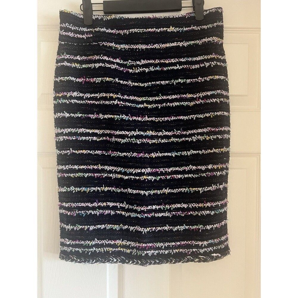 J. Crew navy nubby confetti striped tweed pencil skirt Size 0 Whimsy Party Vibe